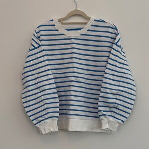 lululemon athletica White and Blue Striped Pullover Sweatshirt